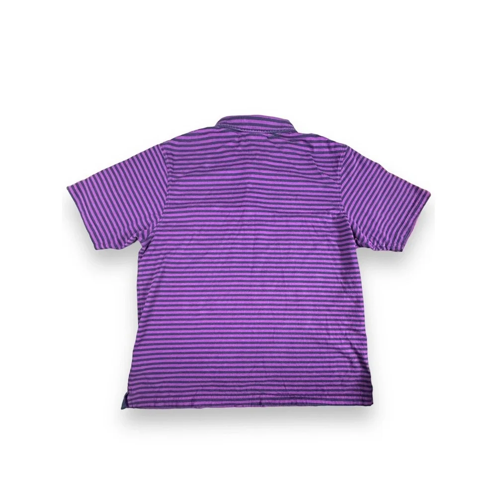 Timberland Weathergear Mens XL‎ S/S Purple & Navy Stripe Cotton Polo Shirt GUC